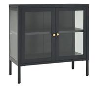 Vidaxl aparador de acero y vidrio gris antracita 70x35x70 cm