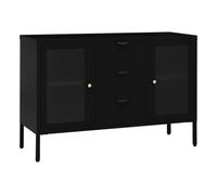 Vidaxl aparador de acero y vidrio negro 105x35x70 cm