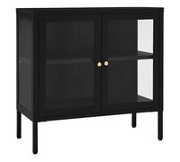Vidaxl aparador de acero y vidrio negro 70x35x70 cm