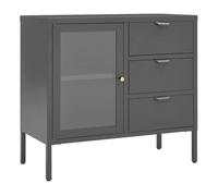 Vidaxl aparador de acero y vidrio templado antracita 75x35x70 cm