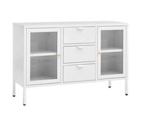 Vidaxl aparador de acero y vidrio templado blanco 105x35x70 cm