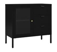 Vidaxl aparador de acero y vidrio templado negro 75x35x70 cm