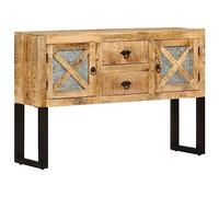 vidaXL Aparador de estilo industrial, madera de mango rugosa duradera, patas de acero, amplio almacenamiento con 2 puertas y 2 cajones, perfecto para exhibir decoración