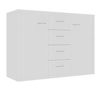 vidaXL Aparador de Madera Contrachapada Armario Auxiliar Cajonera Mueble Bajo Aparador Auxiliar de Salón Habitación Dormitorio con 4 Cajones Blanco
