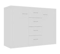 vidaXL Aparador de Madera Contrachapada Armario Auxiliar Cajonera Mueble Bajo Aparador Auxiliar de Salón Habitación Dormitorio con 4 Cajones Blanco