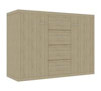 vidaXL Aparador de Madera Contrachapada Armario Auxiliar Cajonera Mueble Bajo Aparador Auxiliar en Salón Habitación Dormitorio Roble Sonoma