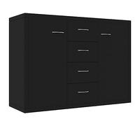 vidaXL Aparador de Madera Contrachapada Armario Auxiliar Mueble Bajo Aparador Auxiliar para Salón Dormitorio Habitación con 4 Cajones Negro