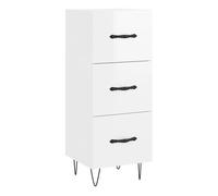 Vidaxl aparador de madera contrachapada blanco brillante 34,5x34x90 cm