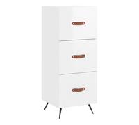 Vidaxl aparador de madera contrachapada blanco brillante 34,5x34x90 cm