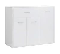 Vidaxl aparador de madera contrachapada blanco brillante 88x30x70 cm