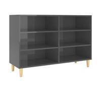 Vidaxl aparador de madera contrachapada gris brillante 103,5x35x70 cm