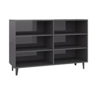 Vidaxl aparador de madera contrachapada gris brillante 103,5x35x70 cm