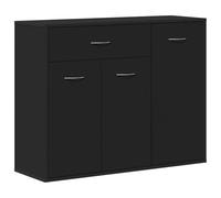vidaXL Aparador de Madera Contrachapada Armario Auxiliar Cajonera Mueble Bajo Salón para Dormitorio con 3 Puertas Aparador Auxiliar Negro