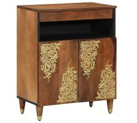 vidaXL Aparador de Madera de Acacia Color Miel, Armario para Guardar Cosas, diseño Floral Moderno, Dimensiones 60 x 30 x 75 cm, Mueble Elegante para el salón o el Comedor, con Puerta abatible rectan