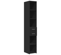 vidaXL Aparador de Madera de ingeniería Negro 30x42,5x185 cm, aparador Alto, alacena, Armario Auxiliar, Armario, Armario de almacenaje, Armario Alto