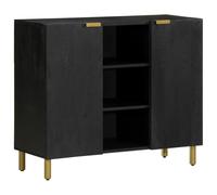 vidaXL Aparador de Madera de ingeniería Negro 90x33x75 cm, Armario de almacenaje, Mueble aparador, Muebles de Cocina, Armario bufé