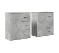 Vidaxl aparador de madera ingeniería 2 uds gris hormigón 60x31x70 cm