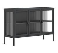 vidaXL Aparador de Vidrio y Acero Negro 105x35x70 cm
