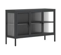vidaXL Aparador de Vidrio y Acero Negro 105x35x70 cm