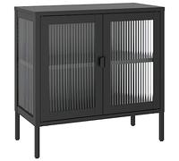 Vidaxl aparador de vidrio y acero negro 70x35x70 cm