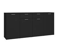 vidaXL Aparador Entrada Acento Pasillo Vestíbulo Recibidor Auxiliar Decoración Hogar Casa Escritorio Mueble de Madera Contrachapada Negro 160x36x75 cm