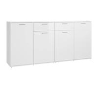 vidaXL Aparador Entrada Acento Pasillo Vestíbulo Recibidor Auxiliar Decoración Hogar Casa Escritorio Mueble Contrachapada Blanco Brillante 160x36x75cm