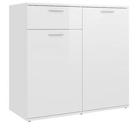 vidaXL Aparador Entrada Acento Pasillo Vestíbulo Recibidor Auxiliar Decoración Hogar Casa Escritorio Mueble Contrachapada Blanco Brillante 80x36x75cm