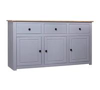 vidaXL Aparador Estilo Panamá Mobiliario Duradero Robusto Resistente Práctico Funcional Elegante Moderno Útil Gris 135x40x80cm Madera Maciza Pino