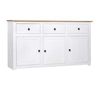 vidaXL Aparador Estilo Panamá Mobiliario Duradero Robusto Resistente Práctico Funcional Elegante Moderno Útil Blanco 135x40x80cm Madera Maciza Pino