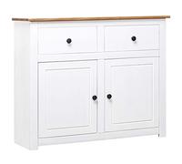 vidaXL Aparador Estilo Panamá Mobiliario Duradero Robusto Resistente Práctico Funcional Elegante Moderno Útil Blanco 93x40x80cm Madera Maciza Pino