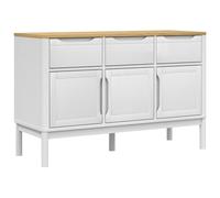 vidaXL Aparador Floro Madera Maciza de Pino Blanco 114x43x74 cm, Armario de Almacenamiento, Armario aparador, Armario de Pasillo, Buffet