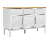 vidaXL Aparador Floro Madera Maciza de Pino Blanco 114x43x74 cm, Armario de Almacenamiento, Armario aparador, Armario de Pasillo, Buffet