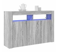 vidaXL Aparador Gris Sonoma 116 x 30 x 75 cm Madera de ingeniería, Mueble de Sala, Armario de Almacenamiento Moderno, con iluminación RGB, Estilo Minimalista y Madera Duradera
