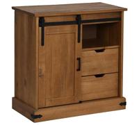vidaXL Aparador Halden con Puerta corredera 80x40x80 cm Madera Maciza, Armario de almacenaje, Mueble aparador, Mueble de Pasillo, Mueble Buffet