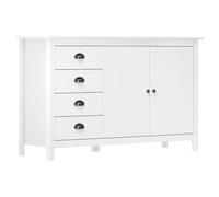 vidaXL Aparador Lateral Armario Auxiliar de Almacenaje Almacenamiento Organizador Hogar Mueble Servicio Blanco 130x40x80 cm Madera Maciza de Pino