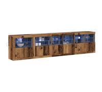 vidaXL Aparador LED Madera Vieja 283 x 37 x 67 cm Madera de ingeniería, Aparador Rectangular Moderno, Unidad de Almacenamiento Resistente, Mueble de Comedor con Luces RGB