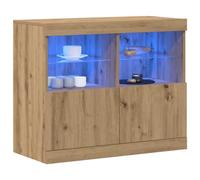 vidaXL Aparador contemporáneo de Roble Artesanal con estantes de Vidrio Buffet Elegante de Madera Maciza para un Almacenamiento Chic en casa Muebles Modernos Sala de Estar y Comedor con