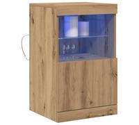 vidaXL Aparador LED Roble Artesanal 41 x 37 x 67 cm, Aparador Moderno para el Comedor, Unidad de Almacenamiento Rectangular, Mueble LED Moderno, mobiliario Innovador, Estante de Vidrio Funcional