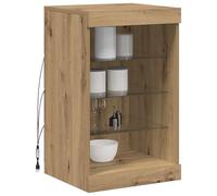 vidaXL Vitrina Roble Artisan 41 x 37 x 67 cm Madera contrachapada, Aparador Moderno para Comedor, Mueble Rectangular con estantes de Vidrio, Luces LED integradas