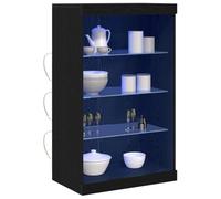 vidaXL Buffet Elegante de Almacenamiento en Roble Negro con Estantes de Vidrio | Diseño Minimalista | Ideal para Comedor Sala de Estar, Soluciones de Organización o Exhibición de Artículos Modernos
