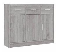 vidaXL Aparador Madera de ingeniería Gris Sonoma 91x28x75 cm, Armario de almacenaje, Mueble aparador, Mueble de almacenaje de Cocina, bufé