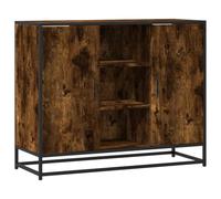 vidaXL Aparador Madera de ingeniería Roble Ahumado 92x35x76 cm, Armario de almacenaje, Mueble aparador, Armario de Pasillo, bufé