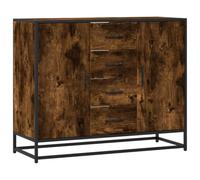 vidaXL Aparador Madera de ingeniería Roble Ahumado 92x35x76 cm, Armario de almacenaje, Mueble aparador, Muebles de Cocina, Armario bufé