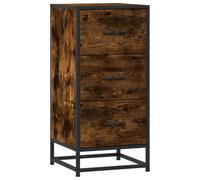 vidaXL Aparador Madera ingeniería y Metal Roble Ahumado 35,5x35x76 cm, Armario de almacenaje, Mueble aparador, Muebles de Cocina, Armario bufé