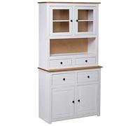 vidaXL Aparador Madera Maciza Pino Estilo Panamá Blanco 93x40,5x180 cm