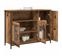 vidaXL Aparador rústico con puertas de cristal para comedor de madera ingeniada gran espacio estilo buffet mesa decoración muebles viejos acabados