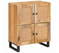 vidaXL Aparador Marrón 60 x 33 x 75 cm Madera de Mango Maciza, Aparador de Comedor, Rectangular, Madera de Mango Minimalista, Mueble Moderno, Almacenamiento Funcional