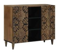 vidaXL Aparador Marrón 90 x 33,5 x 75 cm Madera de Mango Maciza, Sala de Estar con Estilo Moderno, Tonos Beige, Espacio Abierto y Muebles funcionales para Mejorar tu Comodidad y estética