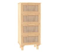 Vidaxl aparador marrón madera pino maciza y ratán natural 40x30x90 cm