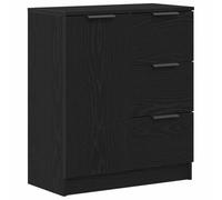 vidaXL Aparador Moderno de Roble Negro con 3 Cajones Y Puertas con Bisagras Buffet Interior para Comedor Sala Madera de Calidad Armario de Almacenamiento Uso Versátil Acabado Elegante